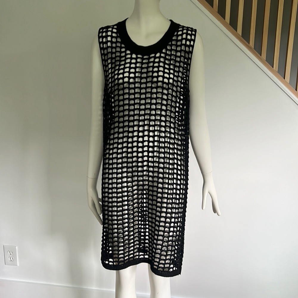 Maeve for Anthropologie Karenina Kaftan Knit Net Dress Black
